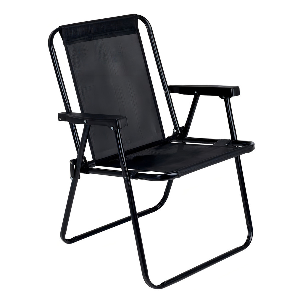Cadeira De Praia Aço Pintado Até 110kg Mor 02059 Cor Preto em Oferta na Shopee