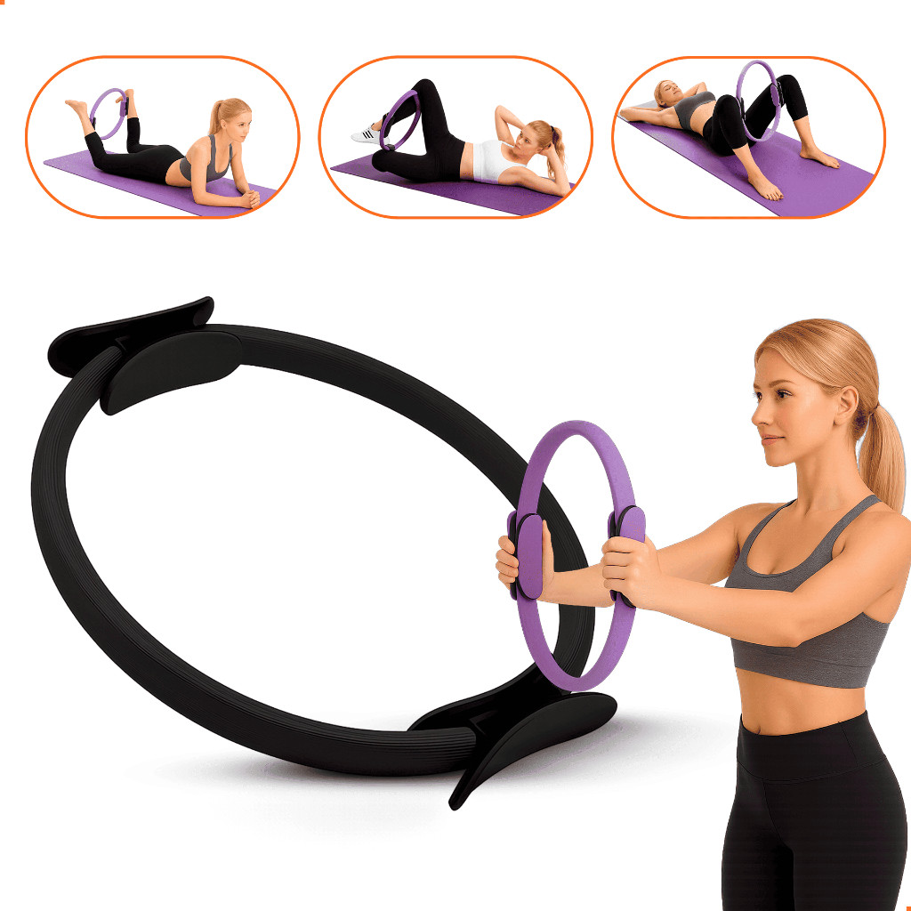 Anel de Pilates Círculo Resistente Silicone Metal Moda Fitness Entrega Imediata