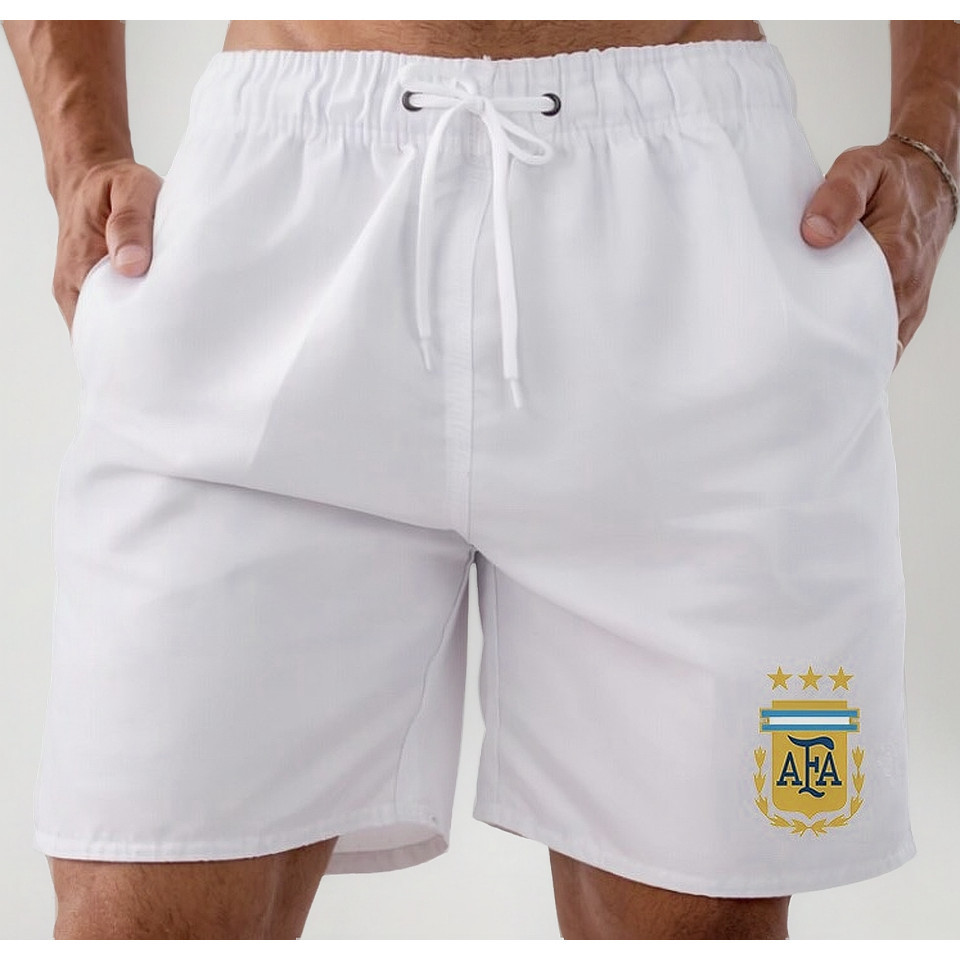 Short Bermuda Tactel Praia Leve Treino Mauricinho Academia Time Futebol Selecao Argentina