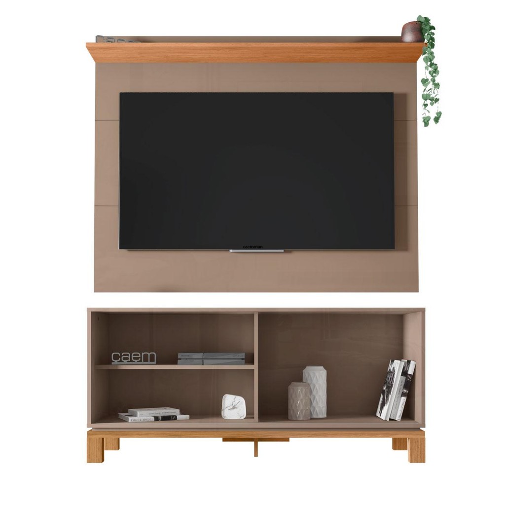Detalhes do Bancada Rack Com Painel Para Tv Até 45 Polegadas Jace Cinza