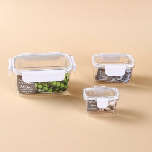 Kit 3 Potes Hermeticos Retangulares Organizadores Conservacao Alimentos Transparente