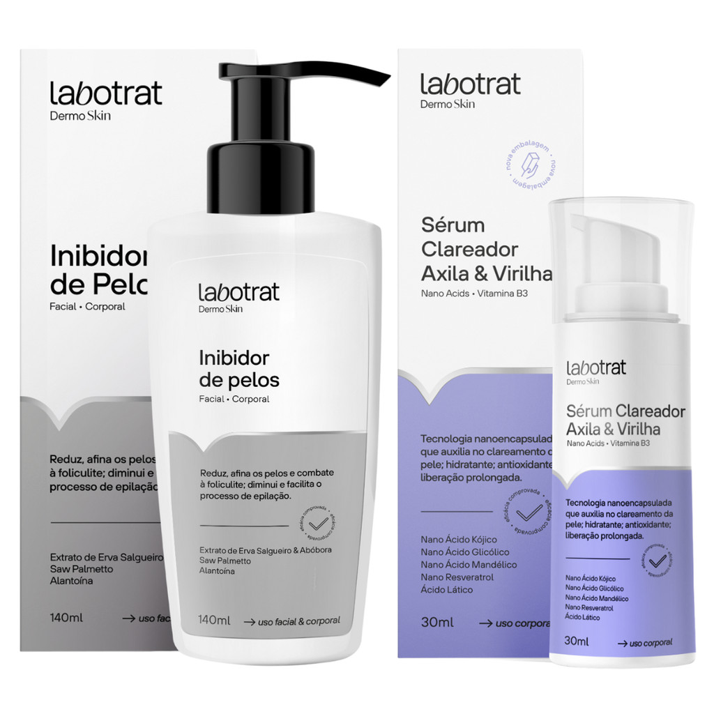 Kit Clareador E Inibidor De Pelos Corpo E Rosto Axila Virilha Dermoskin Labotrat Profissional