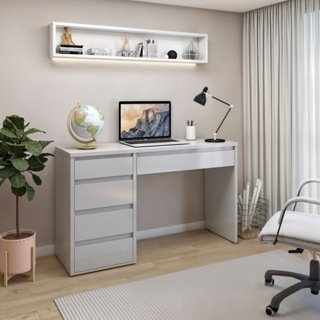 Escrivaninha 5 Gavetas 136cm 100% MDF Berlim Yescasa Off White