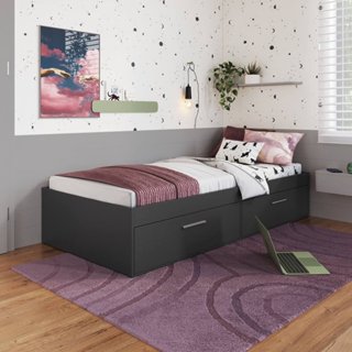 Cama Solteiro Baú Juvenil com 2 Portas Basculantes 80 Tókio  Grafite em Oferta na Shopee