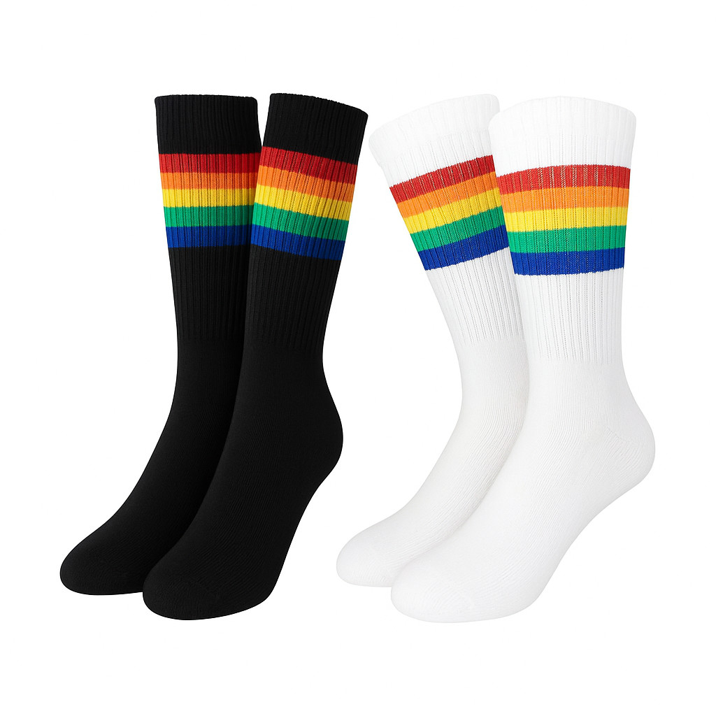 Meia Cano Alto Arco-Íris LGBT Unissex Colorida Estilosa e Confortável para Todos os Momentos