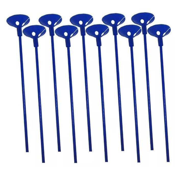 Kit 10 Varetas Azul 30cm Suporte Balão Bexigas Balão Metalizado Festas Decoração