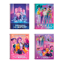 Caderno espiral capa dura universitário 1x1 80 folhas Guerreiras do K-Pop Tilibra
