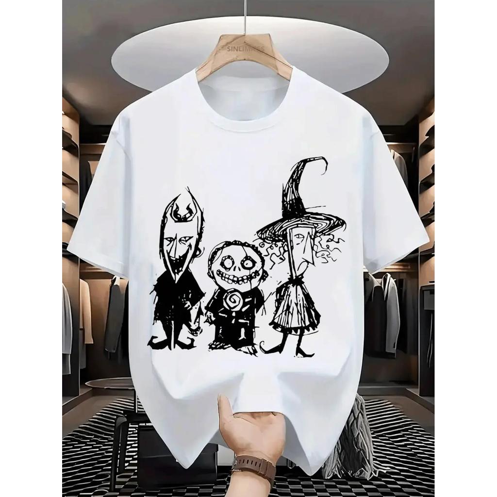 Camiseta Masculina Halloween Personagens Básica Oversized 100%