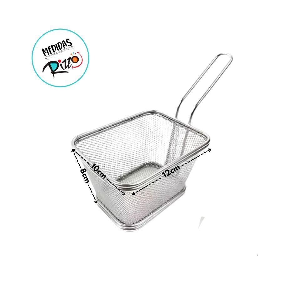 Cesto  De Aço Inox Para Fritura - Retangular - 12x10cm - 1 unidade - Rizzo