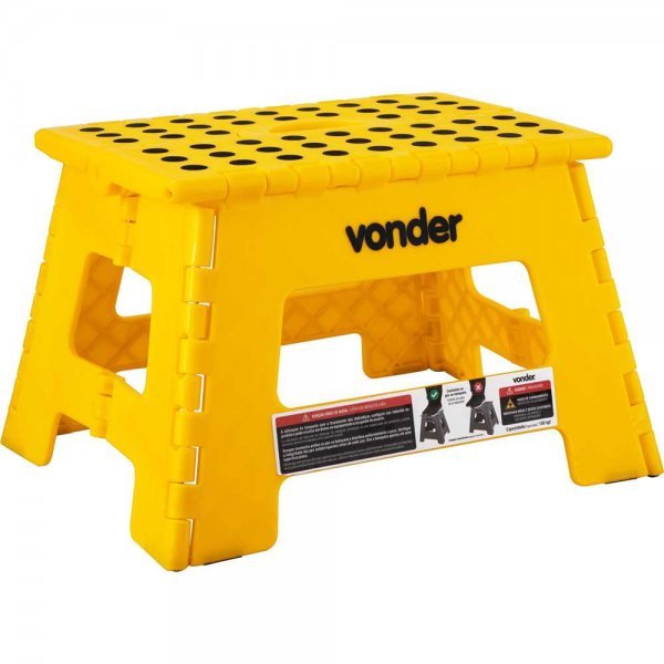Banqueta Plástica Dobrável Altura 220 mm Amarela Vonder em Oferta na Shopee