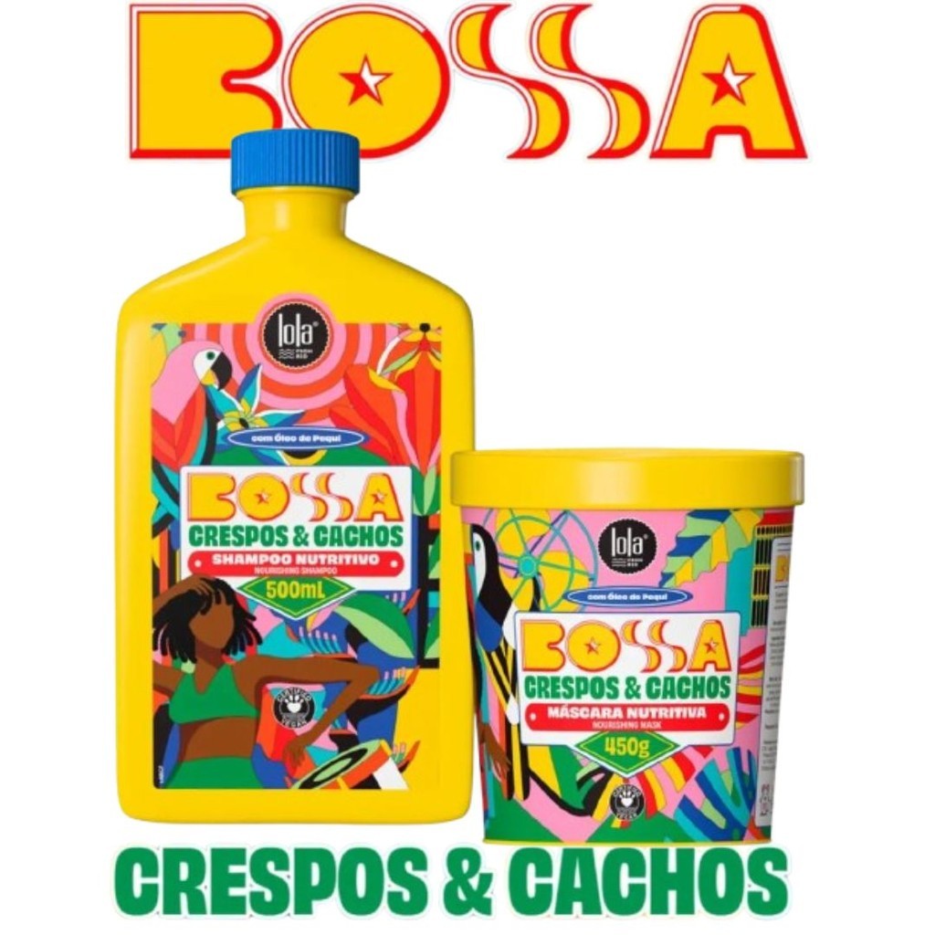 Linha Bossa Crespo & Cachos Lola Cosmetics - Shampoo 500ml + Máscara 450g.