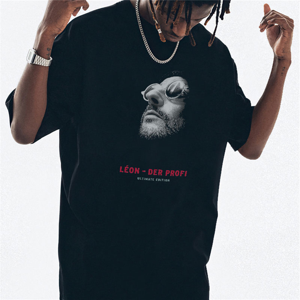 2026 Nova Camiseta Masculino Feminino Oversized Léon O Profissional Estampa Filme Clássico Lavagem