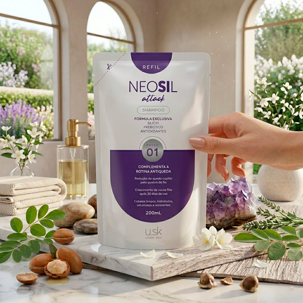 Shampoo Antiqueda Neosil Attack U.SK Passo 01 Refil 200ml — imagem 2 de 2