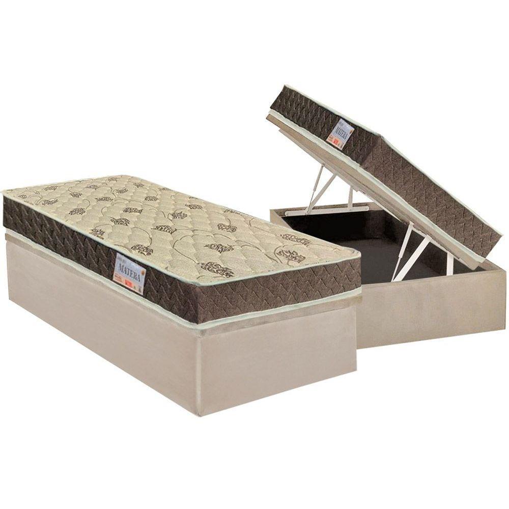 Cama Box Baú Solteiro: Colchão Anatômico Orthoflex D33 / Matera + Base CRC Suede Clean(88x188)