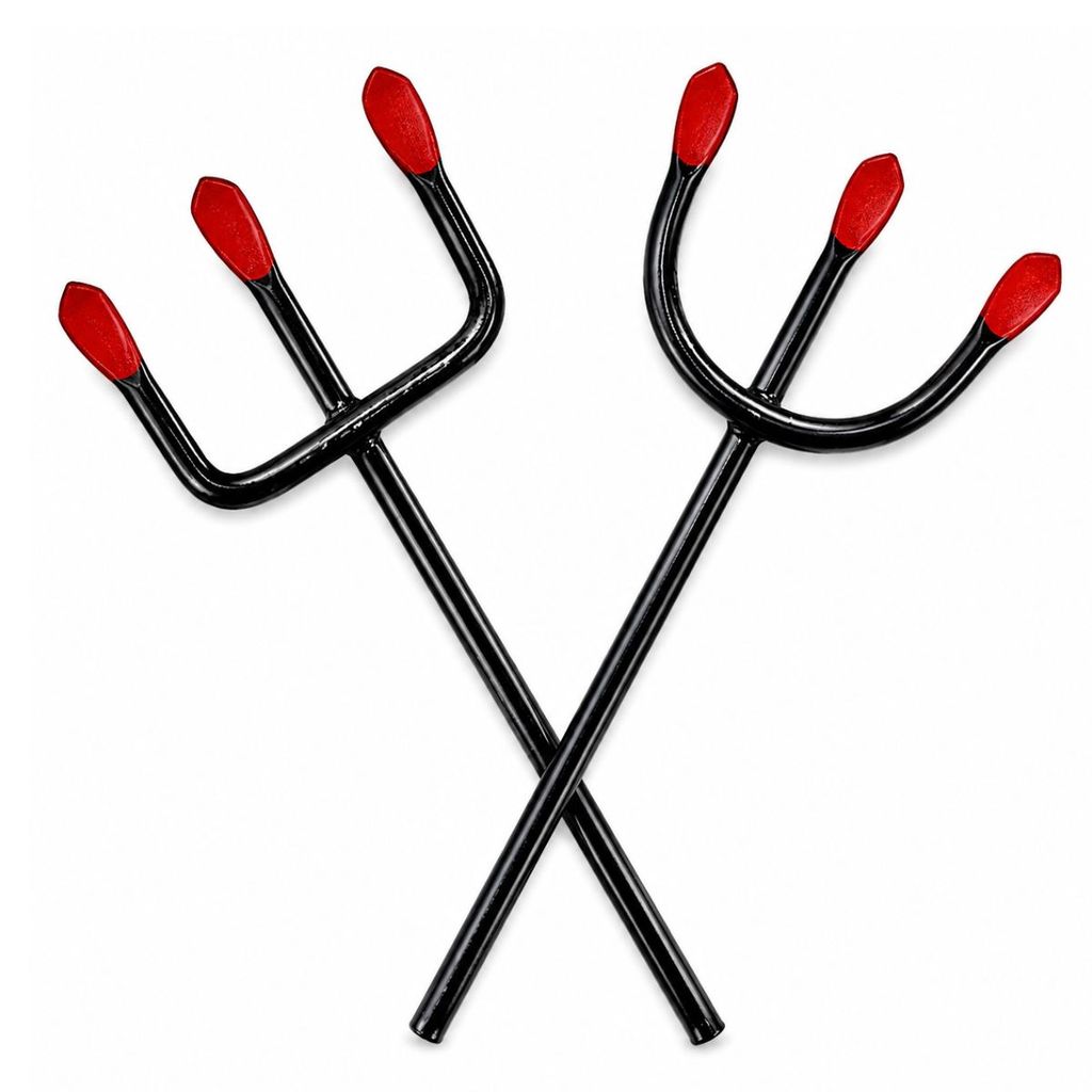 Tridente De Exu E Pomba Gira Par Para Assentamento E Rituais Preto e Vermelho 10 cm