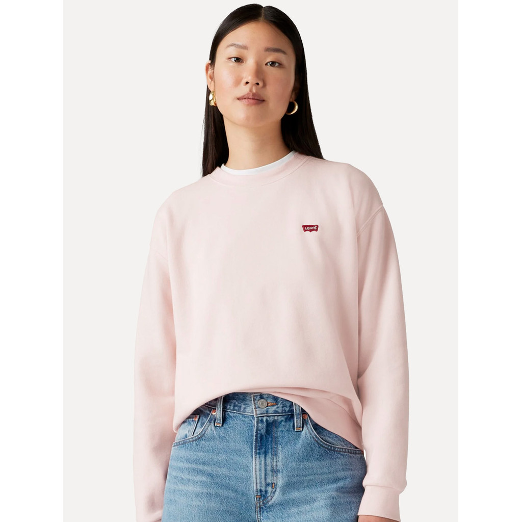 Moletom Levis Feminino Crewneck Original Housemark Rosa Claro