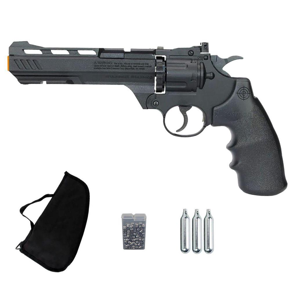 Revólver de Pressão Co2 Vigilante 4.5mm - Crosman + Capa + 5 Cilindros Co2 + Chumbo