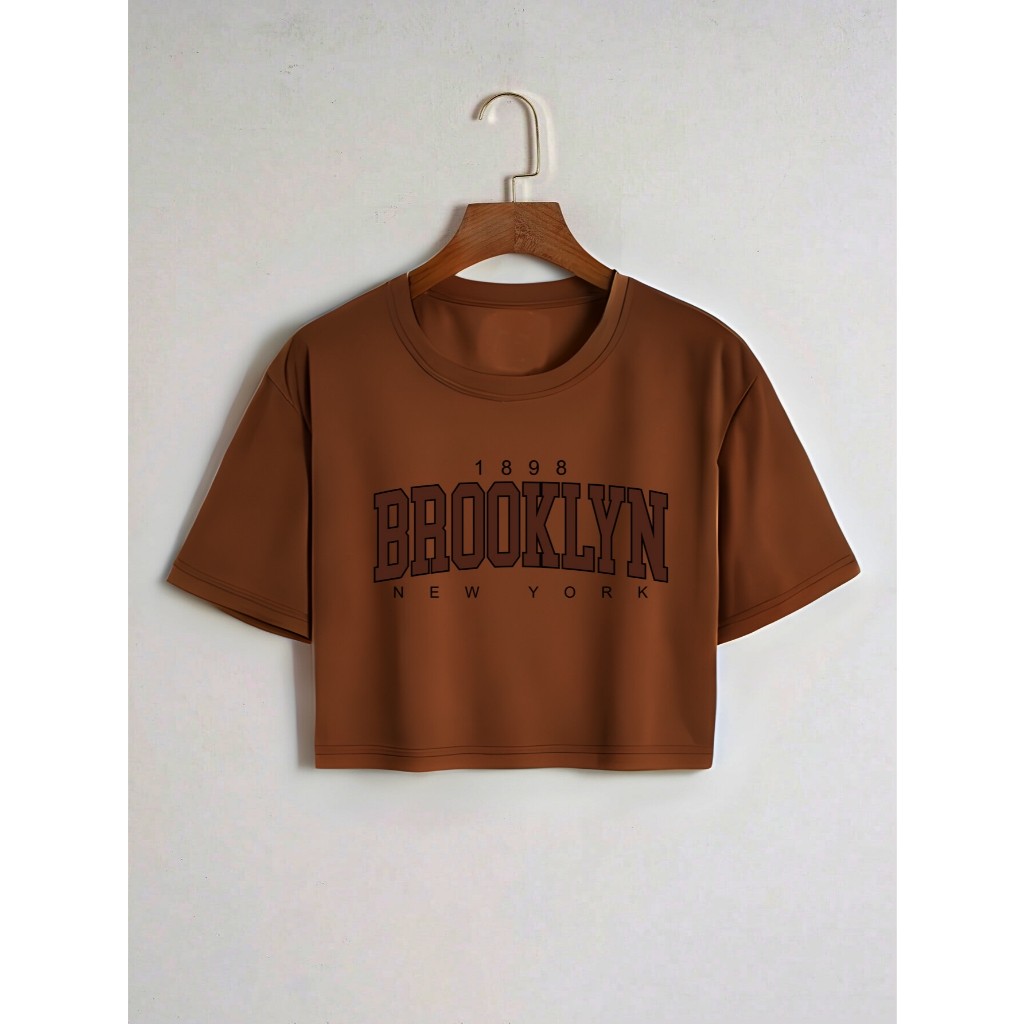 Cropped Camiseta Blusinha Feminina Algodão Brooklyn