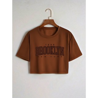 Cropped Camiseta Blusinha Feminina Algodão Brooklyn