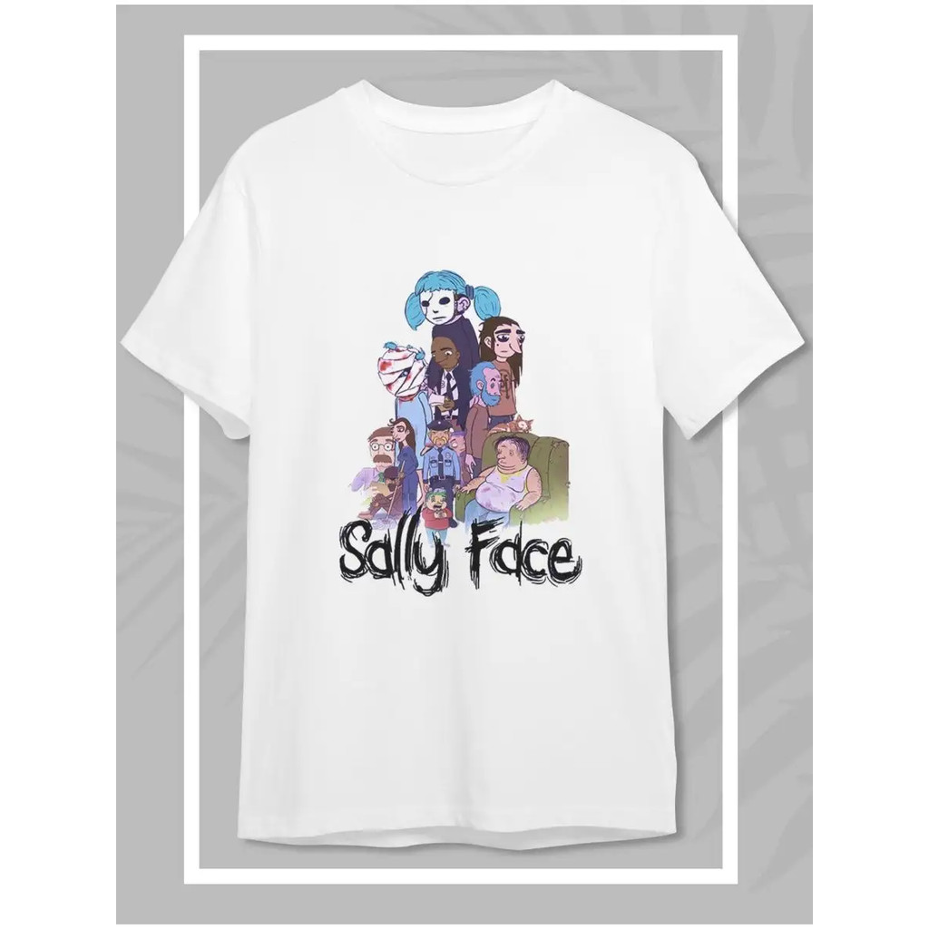 Camiseta Masculina Feminina Oversized Estampa Todos Personagens Sally Face, Camiseta Streetwear Branca com Elenco