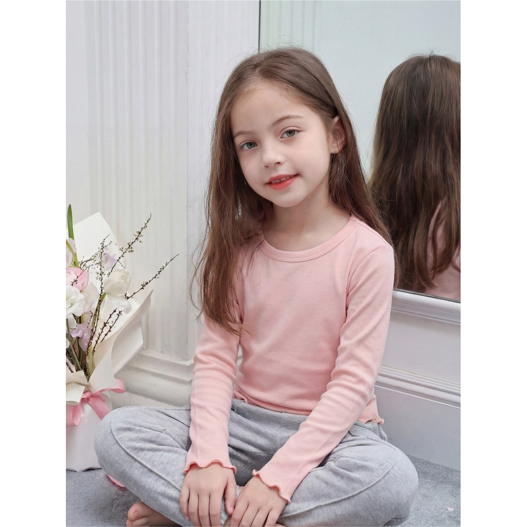 Classe a meninas camisa de fundo interior estilo ocidental moda crianças puro algodão manga comprida camiseta primavera 