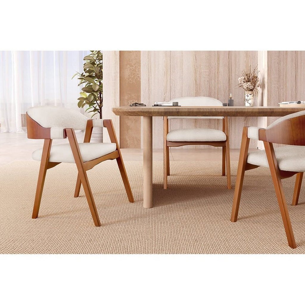 Kit 2 Cadeiras para Mesa de Jantar Gaia Yescasa Bege Linho Nude