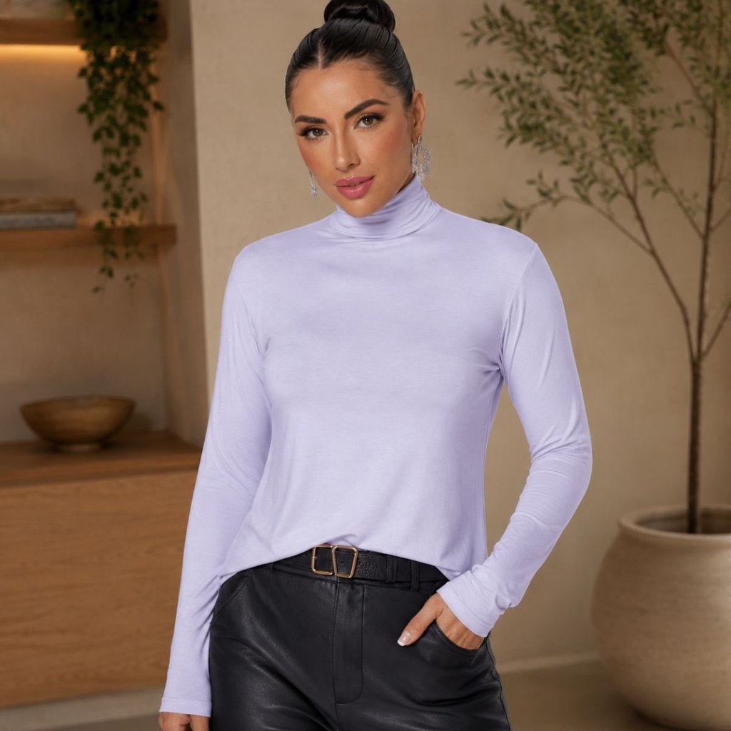 Blusa Feminina Gola Alta Manga Longa Cacharrel P a GG