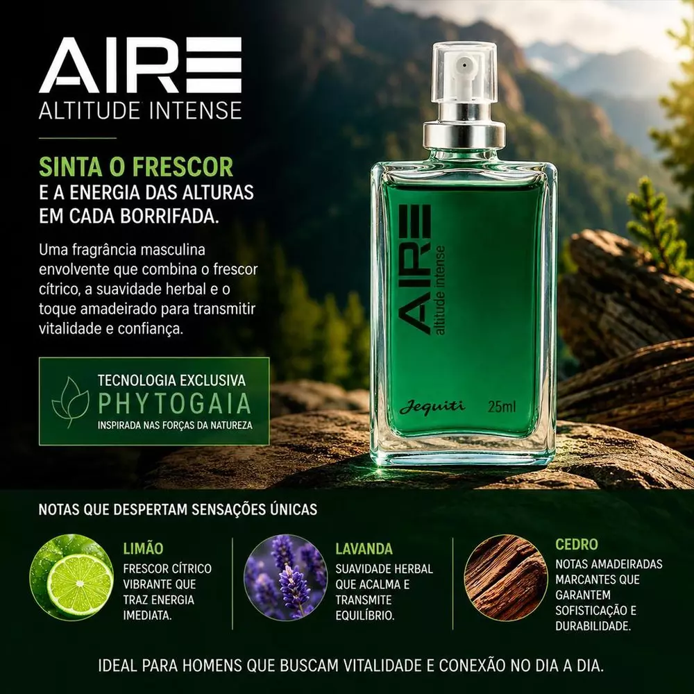 Desodorante Colônia Masculina Aire Altitude Intense Fougère Amadeirado 25ml - Jequiti