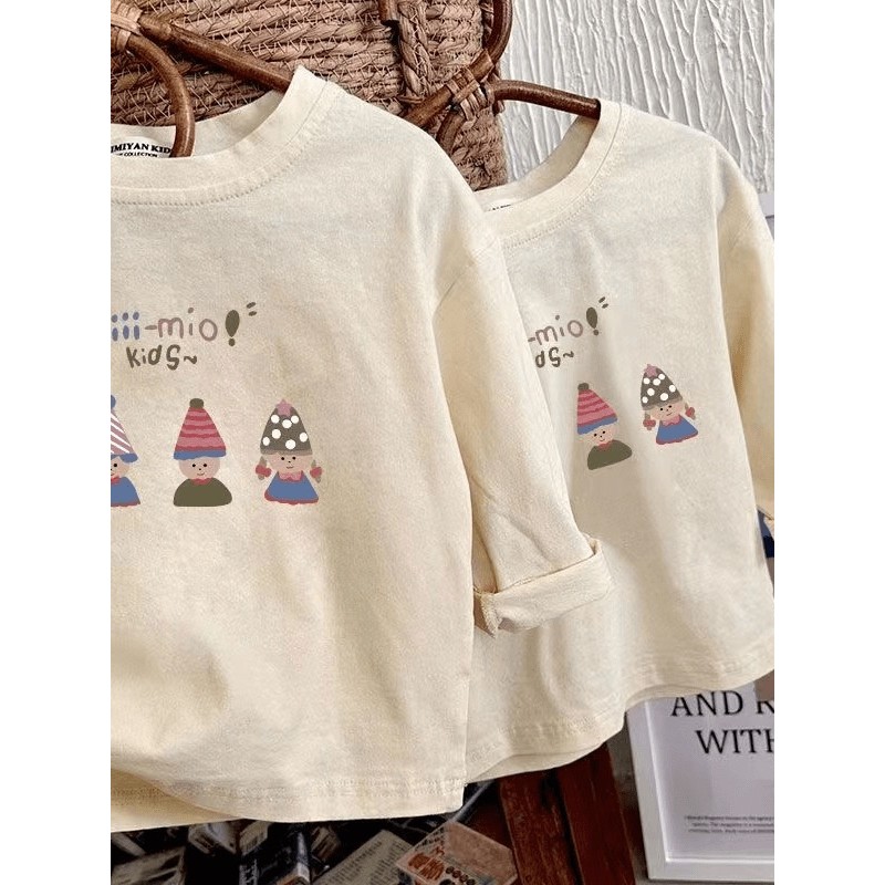 Classe A puro algodão crianças camiseta de manga comprida primavera outono novo estilo crianças bebê crianças impresso e