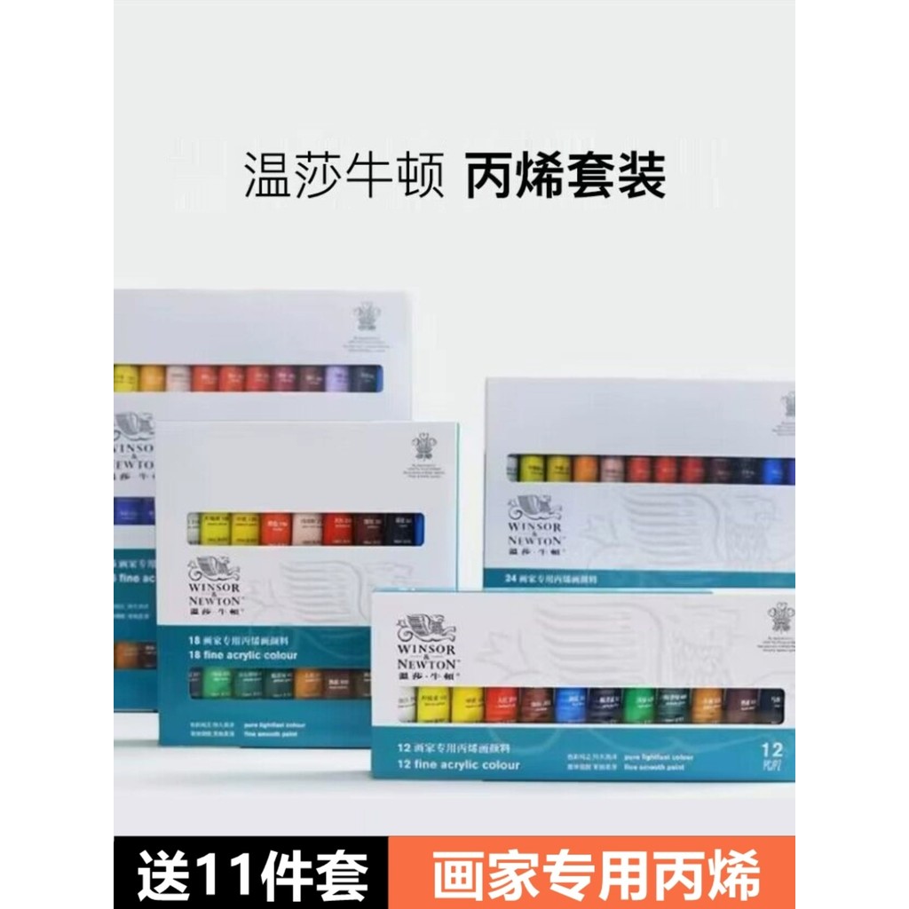 Winsor Newton tinta acrílica 12 cores 18 cores 24 cores conjunto pintura de pedra pintada à mão DIY têxtil pintura à pro