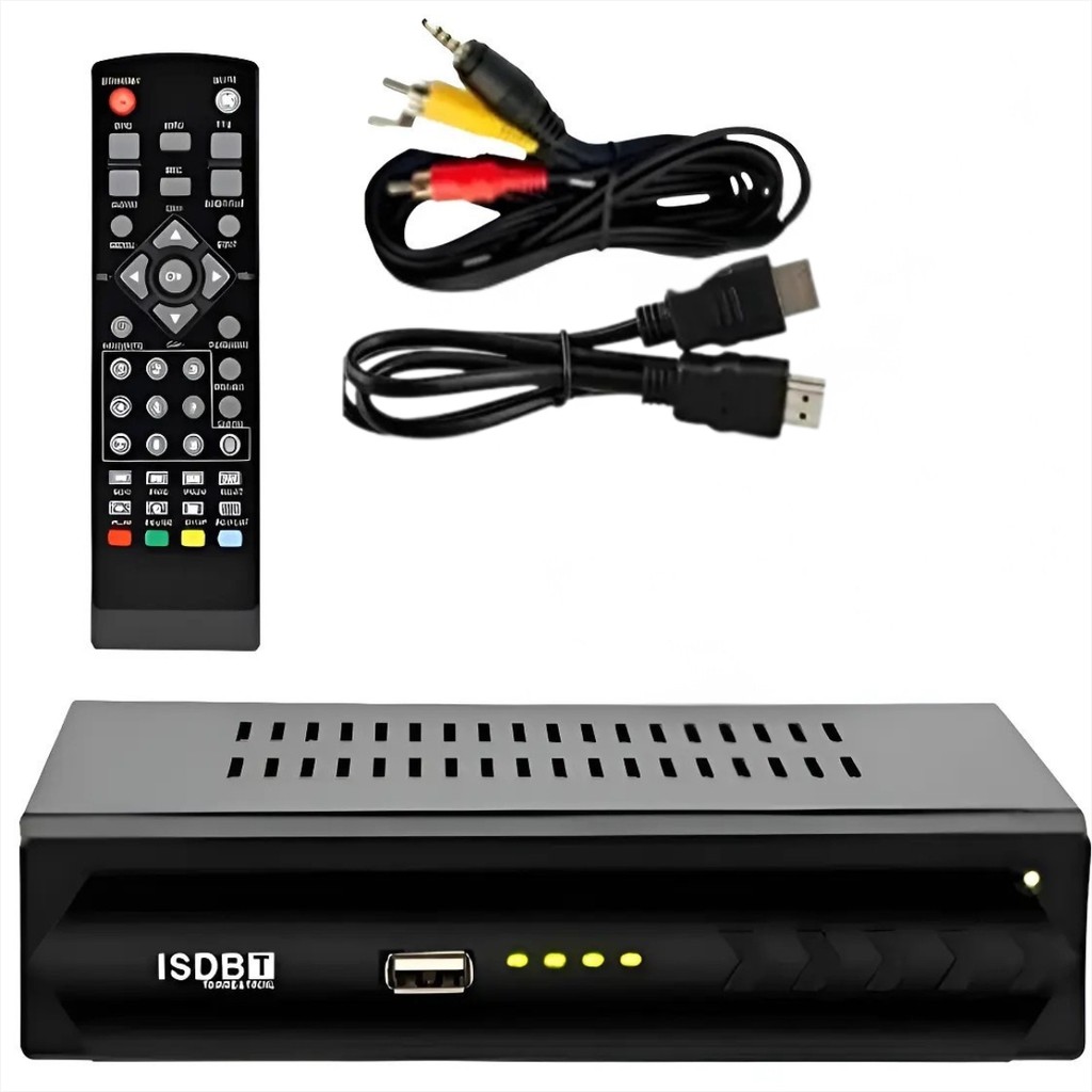 Conversor Digital de TV ISDB-T  Full HD - Com Gravador - HDMI, Usb e  Compativel com Tv Antiga  - Preto