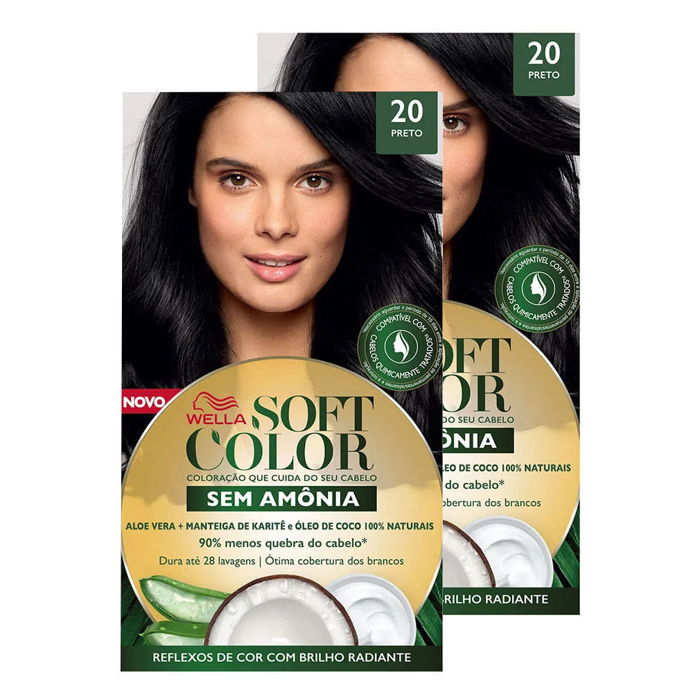 Kit 2 Tintura Soft Color Sem Amônia Preto 20 Kit