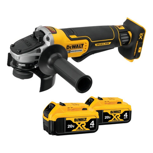 Esmerilhadeira Angular DeWalt DCG413 20V Bateria XR 4Ah Sem Fio Disco 115mm Lixadeira Profissional Amarela