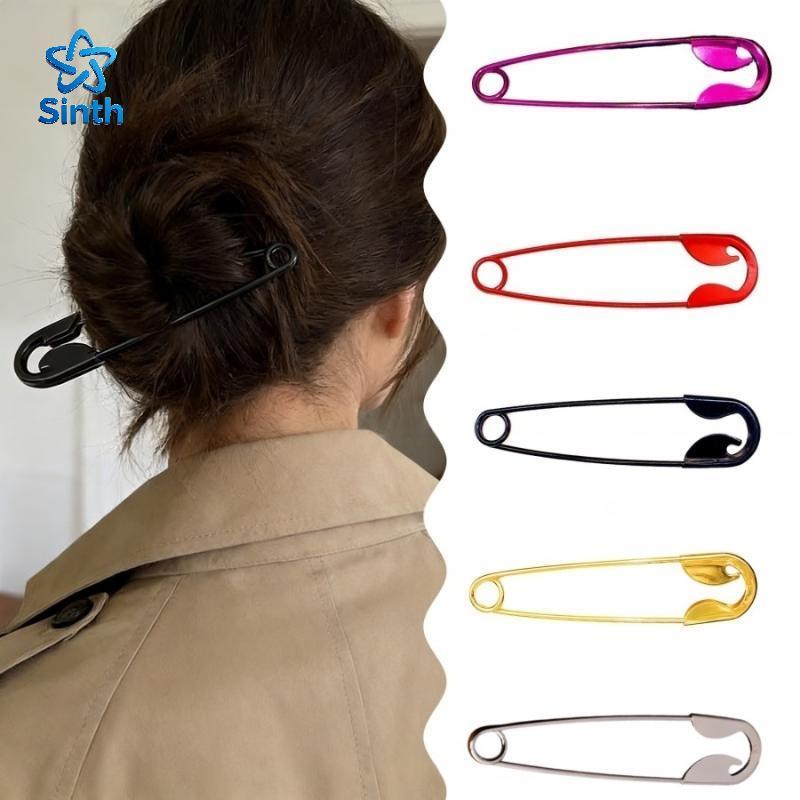 Sinth Grande Pino De Segurança Metal Grampo De Cabelo Criativo Garra Barrette Para Mulheres Thi Seguro Segurar Trabalho 