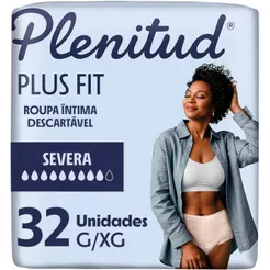 Plenitud Plus Fit Roupa Íntima para Mulheres, Livre de Vazamentos, G/XG, 32un