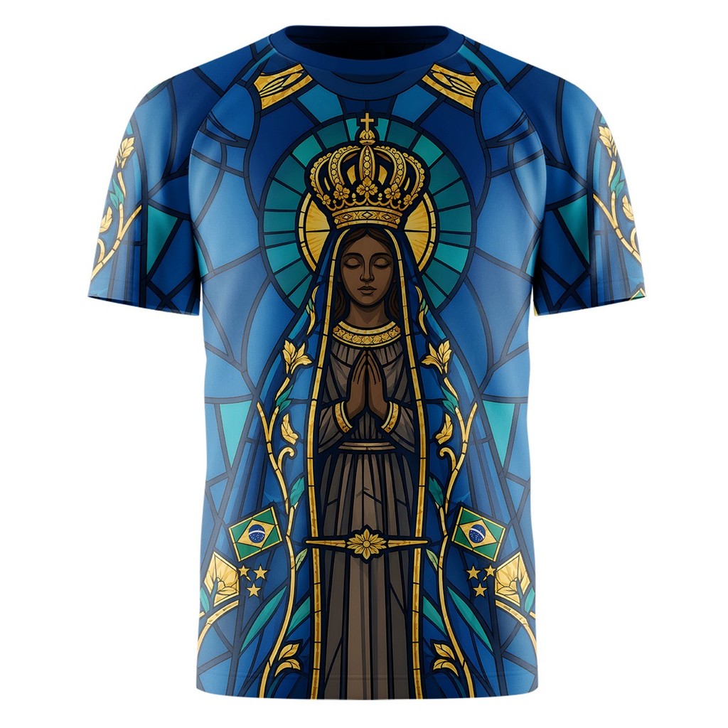 Camiseta Dry Fit Nossa Senhora Aparecida Religiosa Católica Padroeira Do Brasil
