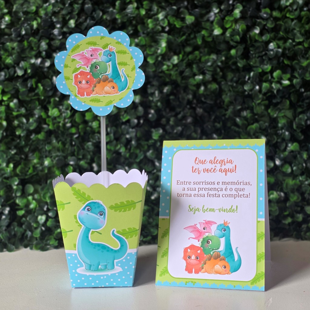Centros de mesa + Plaquinhas DINOSSAURO BABY para festa infantis lembrancinhas de aniversario decoração personalizados