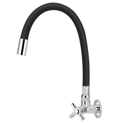 Torneira Cozinha Parede Abs Tubo Flexivel Preto Black 1/4v Agua Quente Fria Gourmet