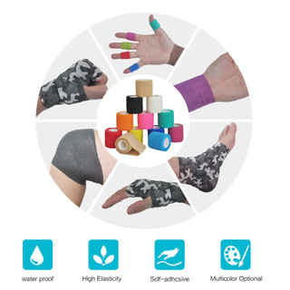 1 rolo de bandagem médica de gaze de 2,5/5/10cm*4,5m, autoadesiva, respirável, elástica, para fixação esportiva de dedos