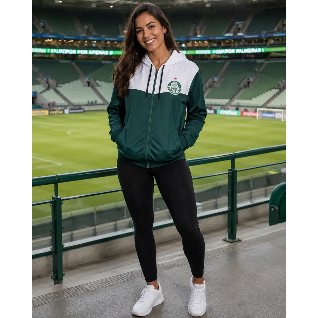 Jaqueta Feminina Do Palmeiras Com Capuz Esportiva