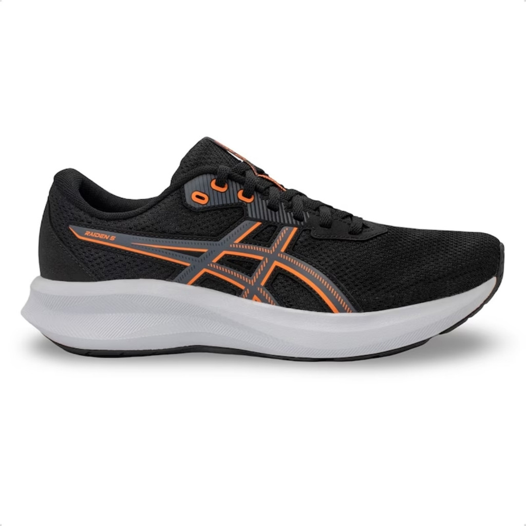 Tênis Asics Raiden 5 Preto Laranja Masculino Corrida Caminhada Confortável Origi