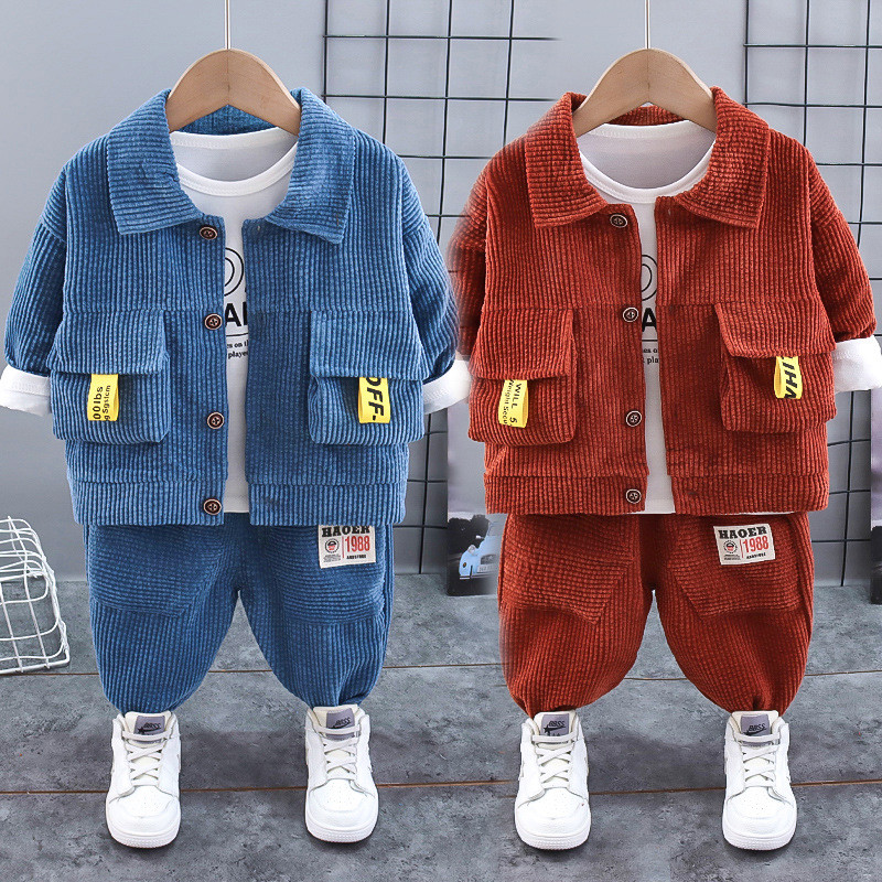 Conjunto 3 Peças Terno Estilo Britânico para Meninos Primavera Outono 1-5 Anos
