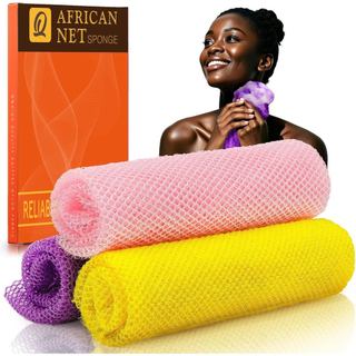 UJFQBH 3 Peças Esponja de Banho Africana, Esponja de Rede Africana Longa, Esfoliante Corporal para Chuveiro, Esfoliante 