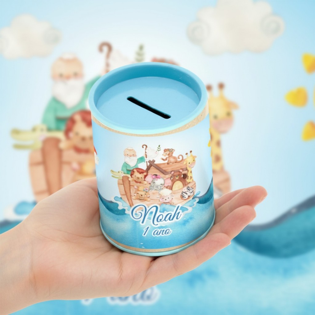 Kit de 9 a 30 Cofrinhos Personalizados Festa Tema Arca de Noé