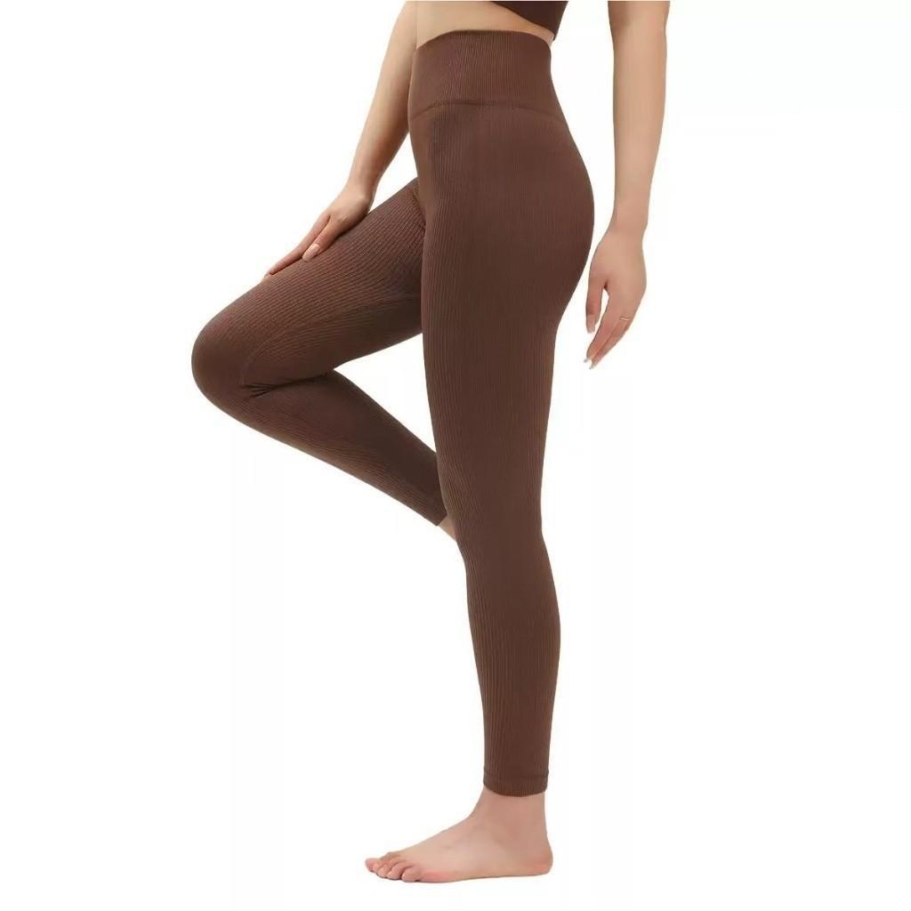 Calça Legging Canelada Sem Costura Cintura Alta Modeladora Fitness Feminina Zero Transparente — imagem 2 de 2