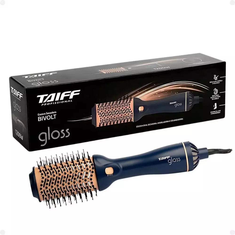 Escova Secadora Taiff Gloss Azul 1200w Bivolt