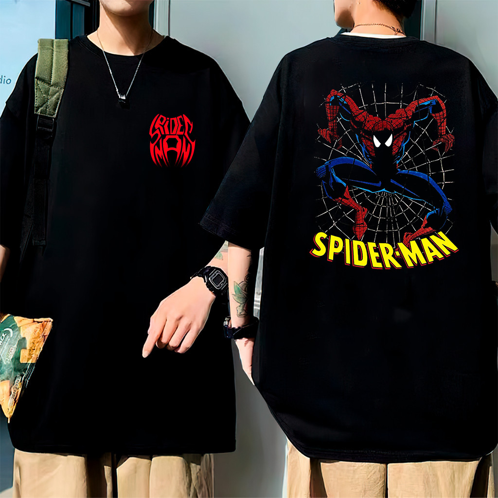 Camiseta Masculina Feminina [Mangá T-shirt] Homem-Aranha Clássico Teia de Aranha Vintage Oversized Algodão Premium