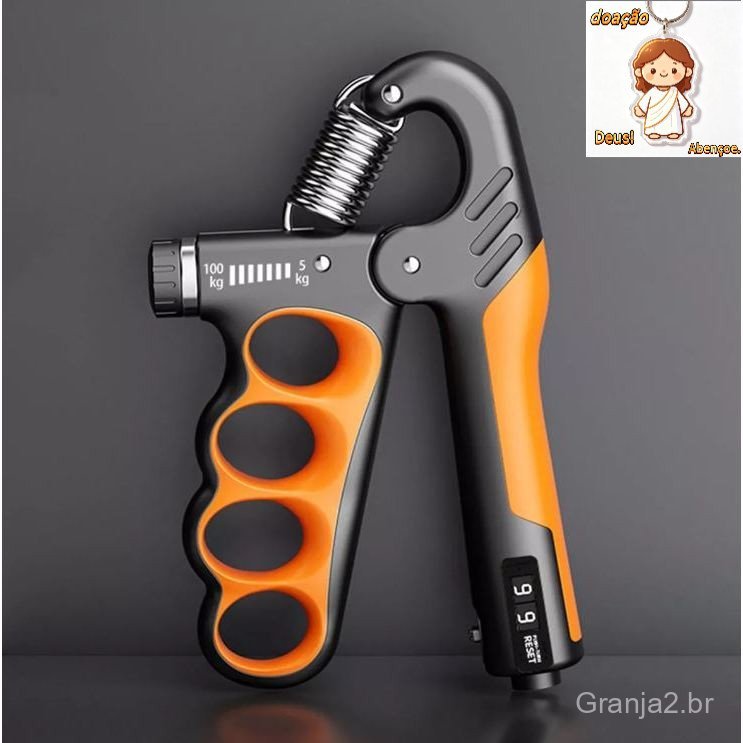 Hand Grip Mola Ajustável 5 A 100kg com Contador Exercícios Fisioterapia