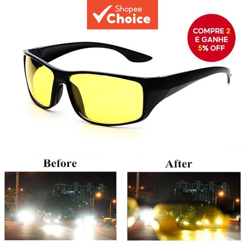 Óculos De Condução Noturna Unissex Lentes Amarelas Proteção Uv Anti-Reflexo Visão