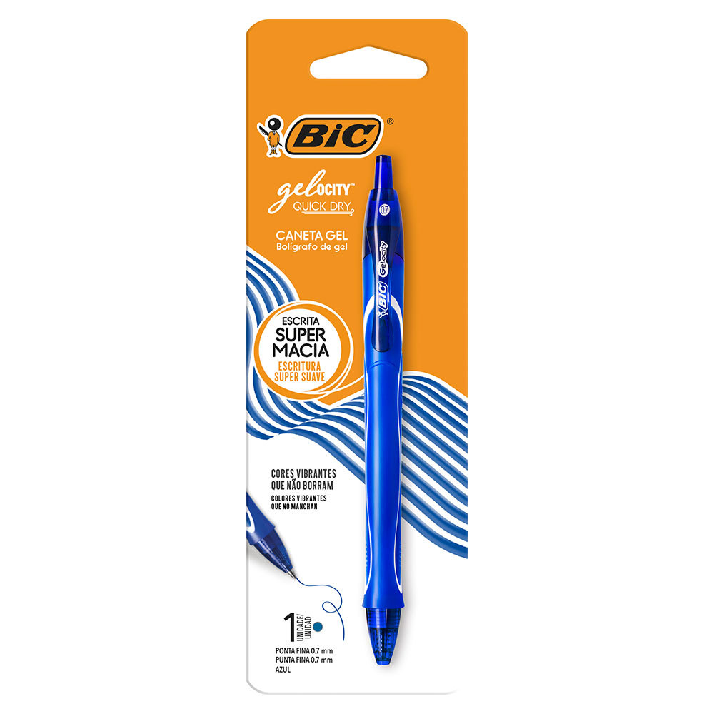 Caneta gel Gelocity Quick Dry 0.7mm Azul com 1 unidade Bic